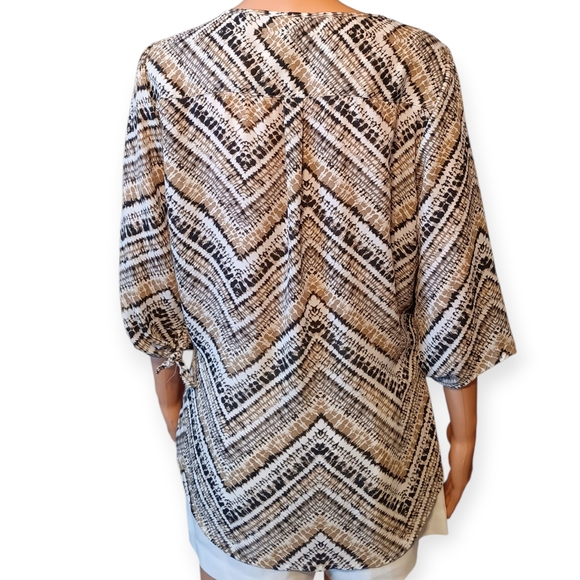 dressbarn Brown and Black Chevron Blouse - Picture 3 of 4